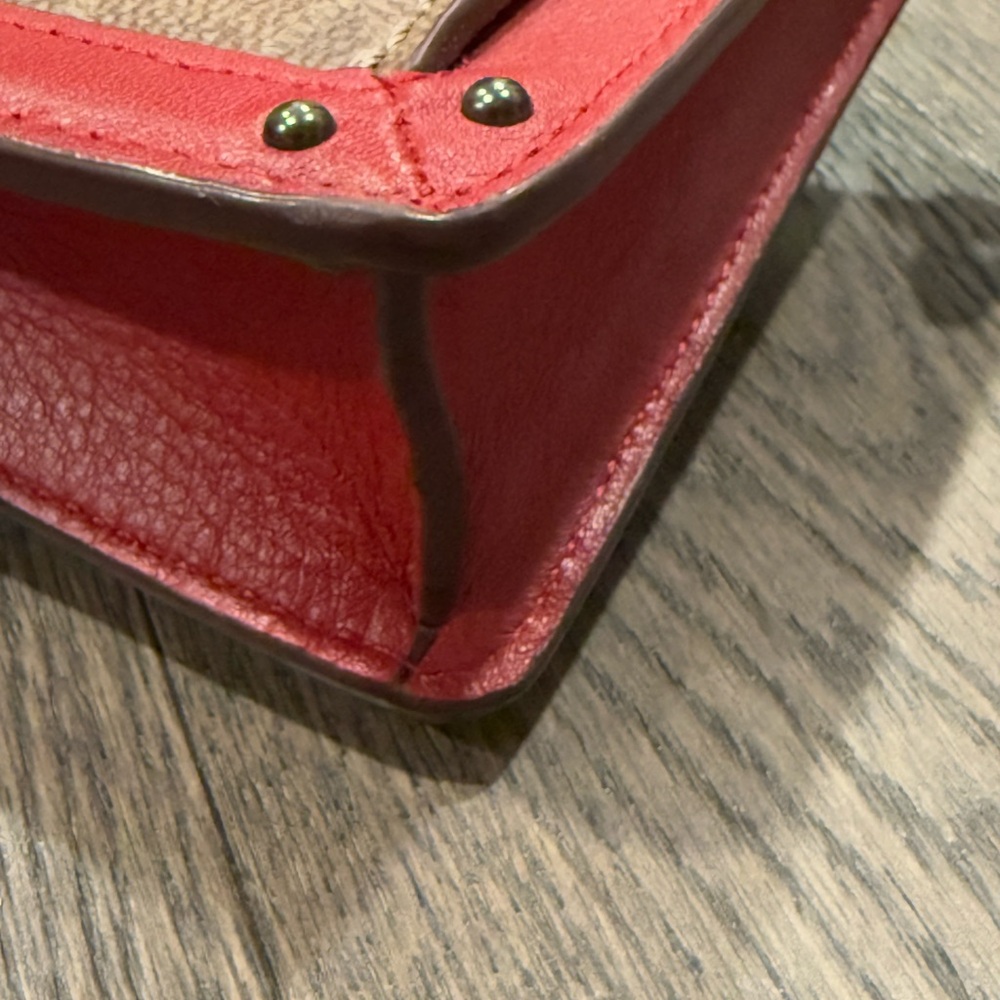 Coach Signature Canvas Dreamer Wristlet with Red Leather Trim. EUC - Picture 3 of 10